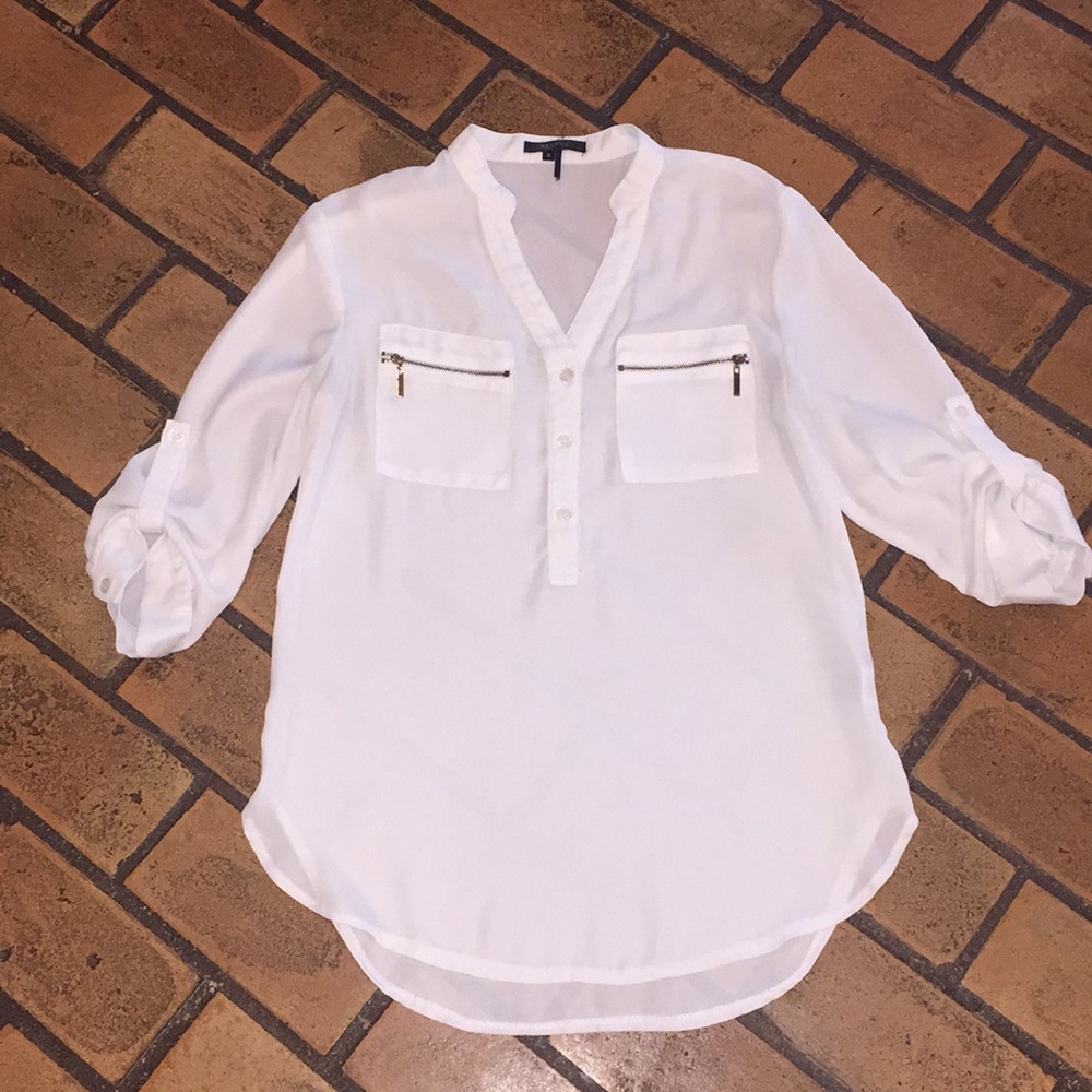 White Blouse with gold zipper